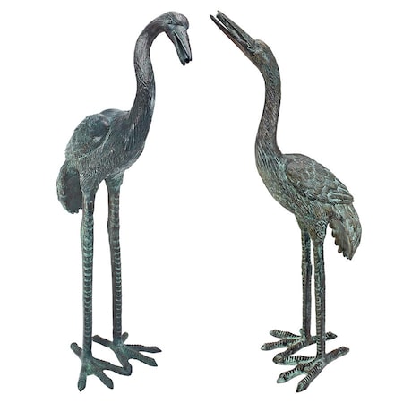 Small Bronze Crane: Set Of Two